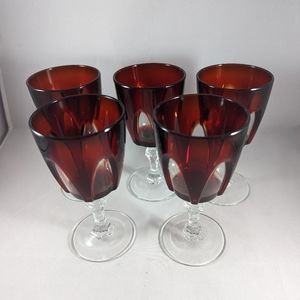 Cristal d'Arques Ruby Red Cut to Clear Elegant Stem Gothic Arches Water Glass 5